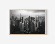 Hong Kong Harbour Black & White Canvas Wall Art