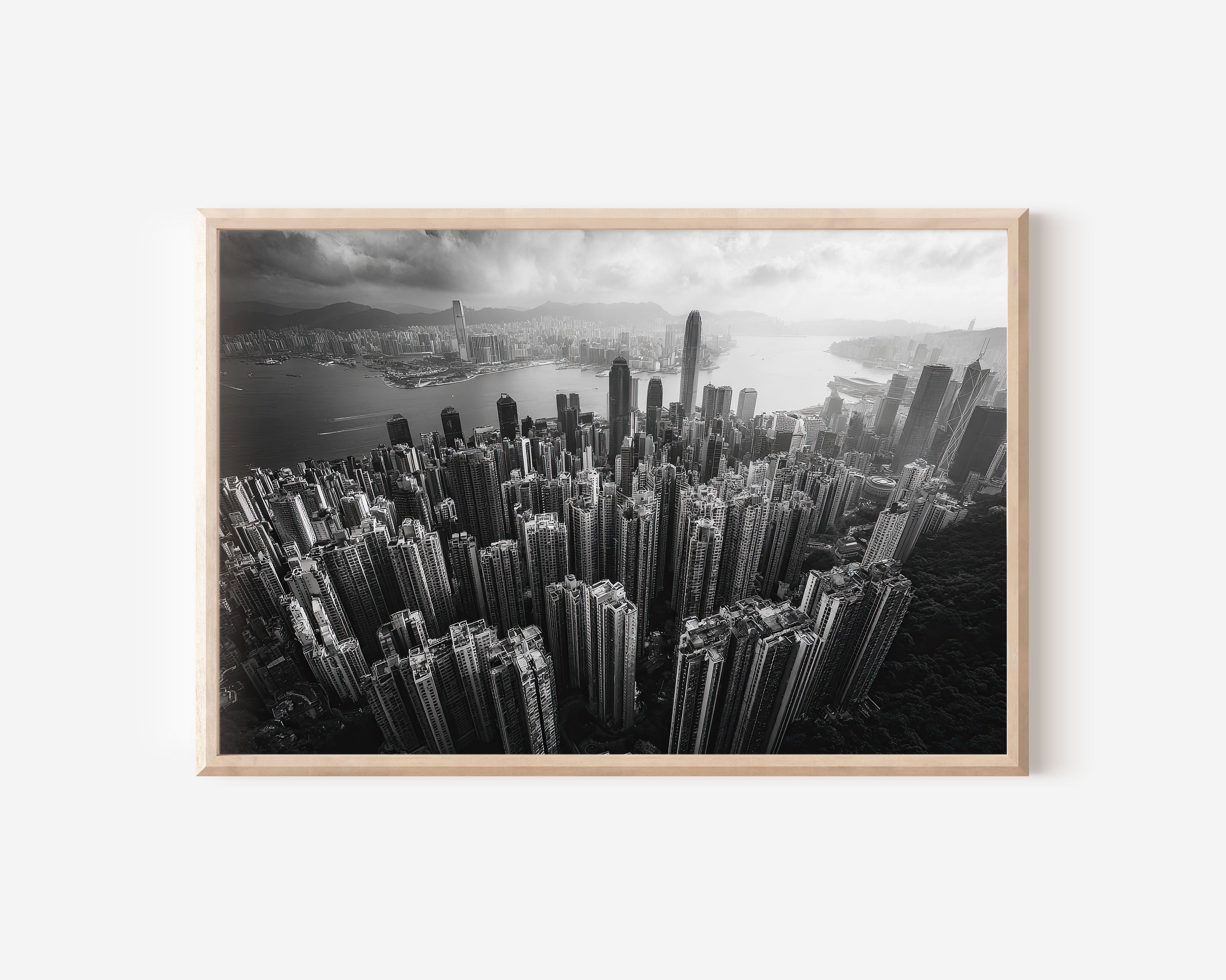 Hong Kong Skyline Black & White Wall Art