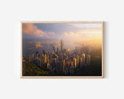 Hong Kong Victoria Peak Skyline Wall Art Print – Golden Hour Cityscape
