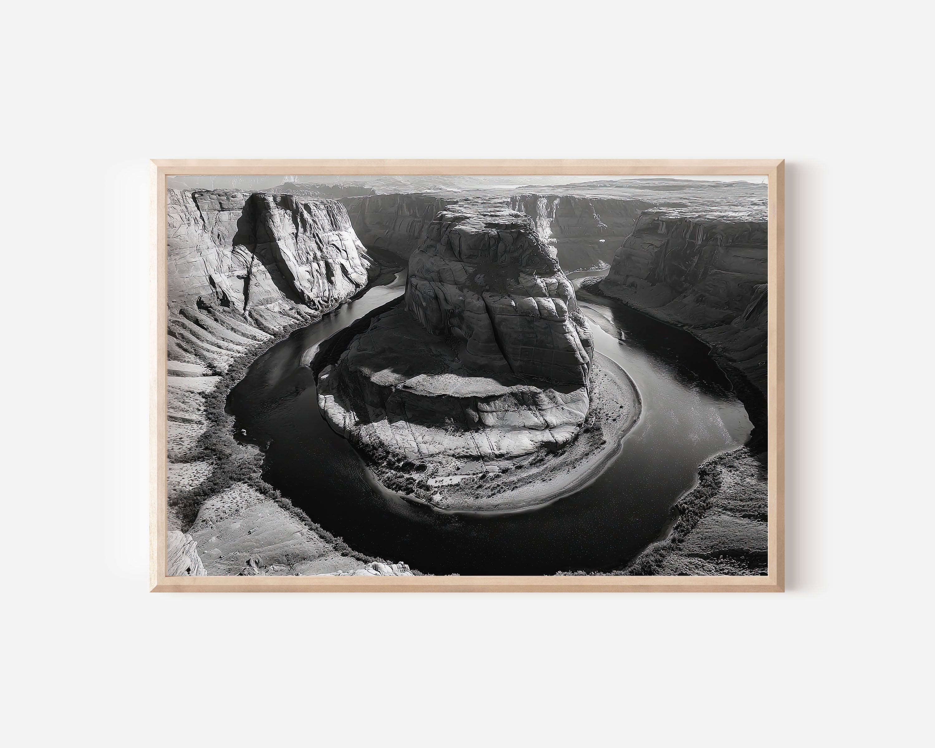 Horseshoe Bend Black & White Wall Art Print