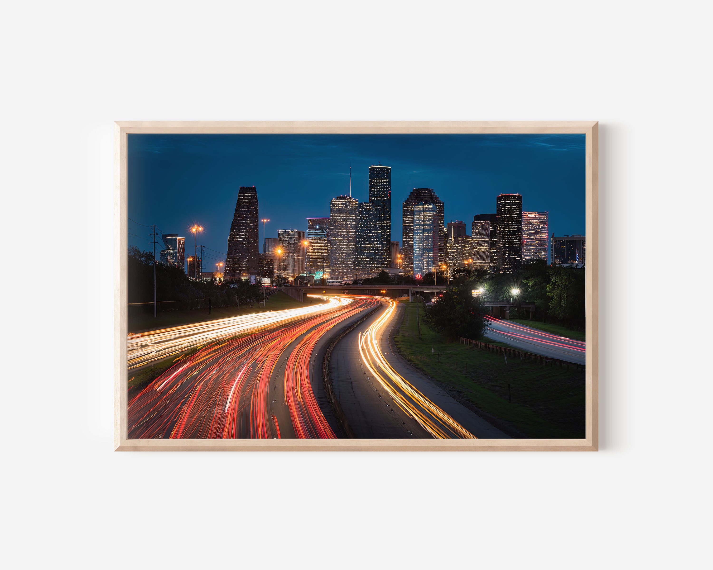 Houston Skyline Night Wall Art Print, Texas City Lights