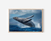 Humpback Whale Breach Wall Art – Ocean Wildlife Photography Print