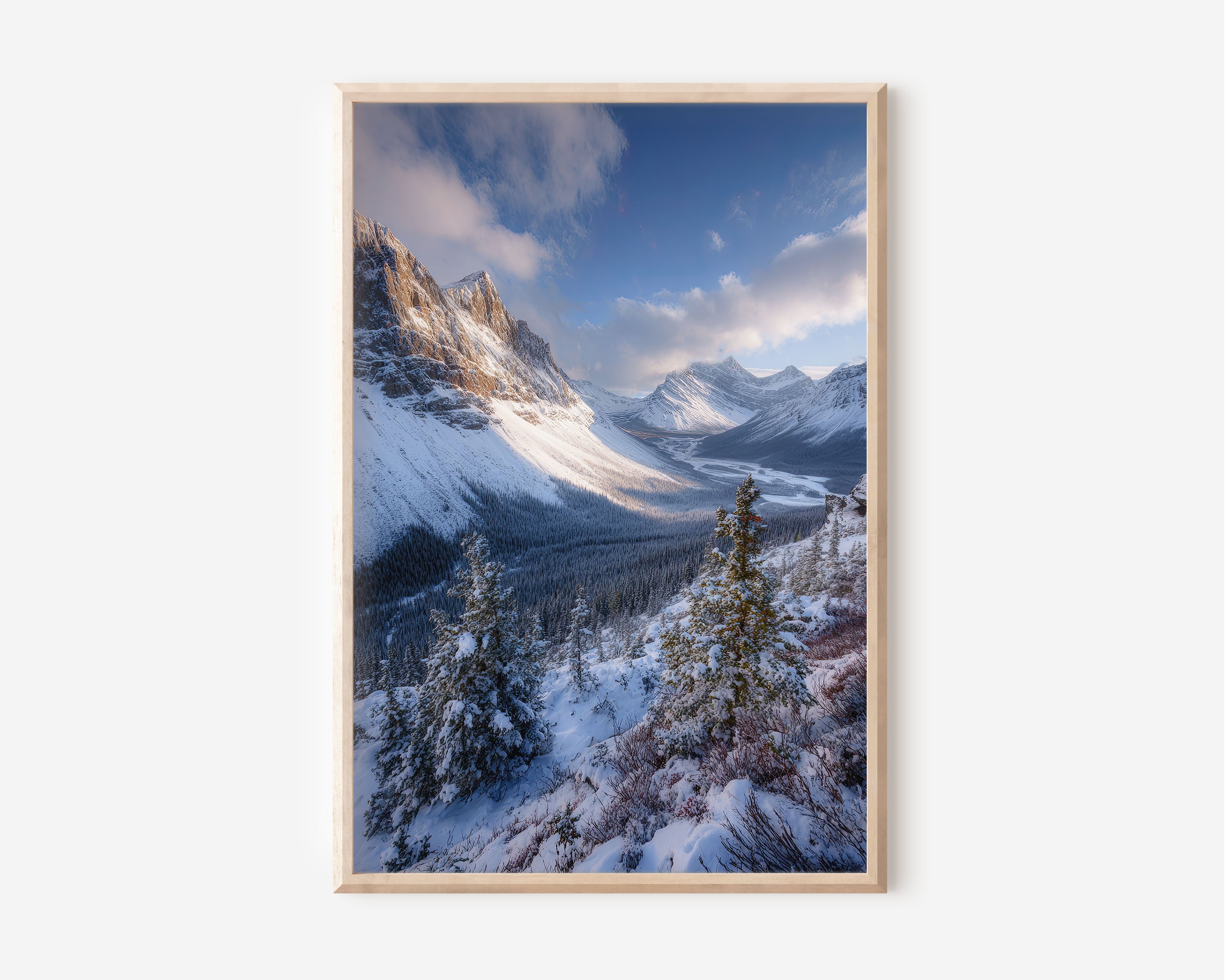 Icefields Parkway Winter Wall Art Print | Banff National Park Canadian Rockies Snow Valley Photography | Alberta Canada Travel Poster | Alpine Home Decor
