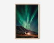 Iceland Northern Lights Mountain Cabin Wall Art | Aurora Borealis Night Sky Print | Iceland Travel Photography