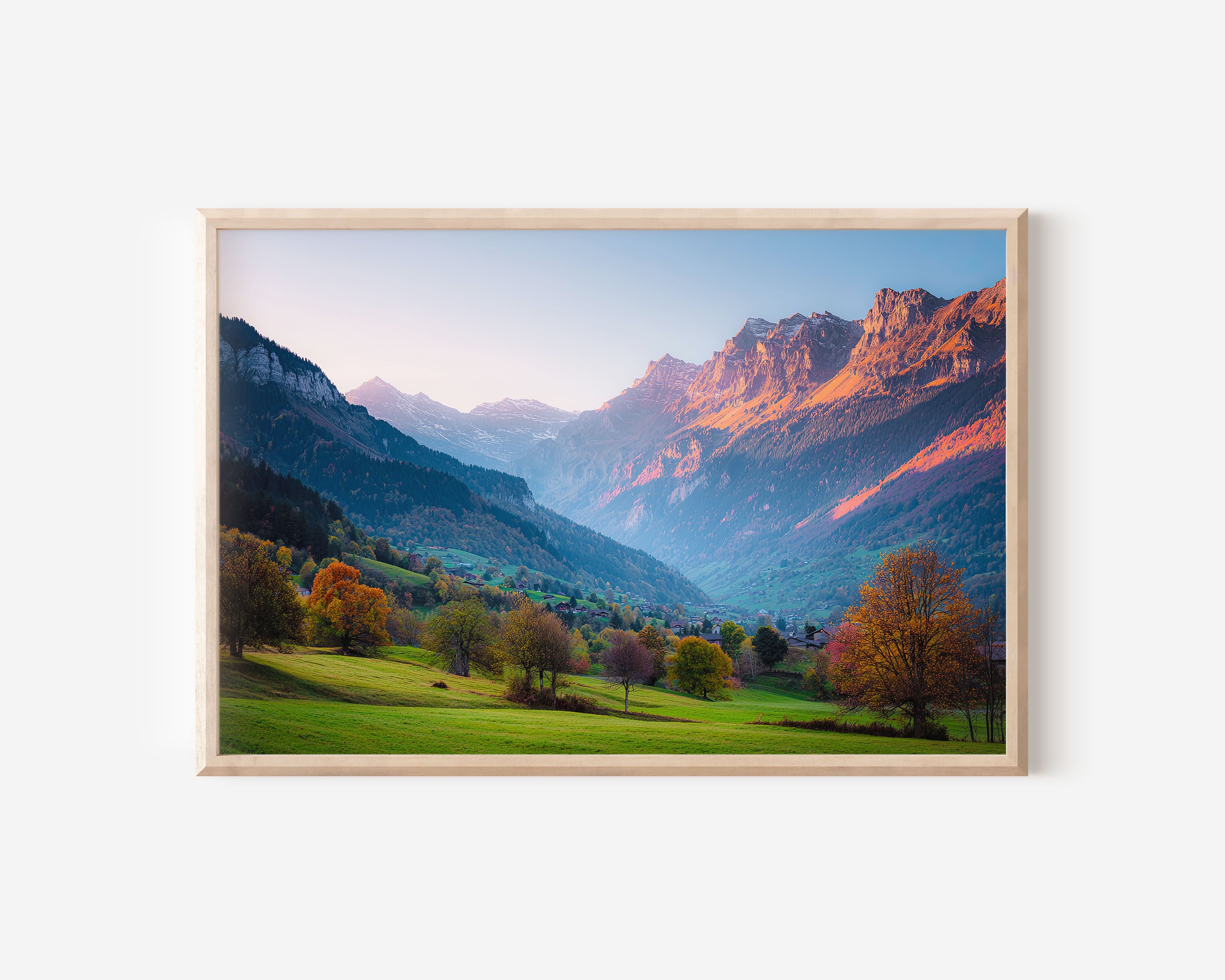 Interlaken Switzerland Alpine Valley Wall Art Print – Golden Mountain Light
