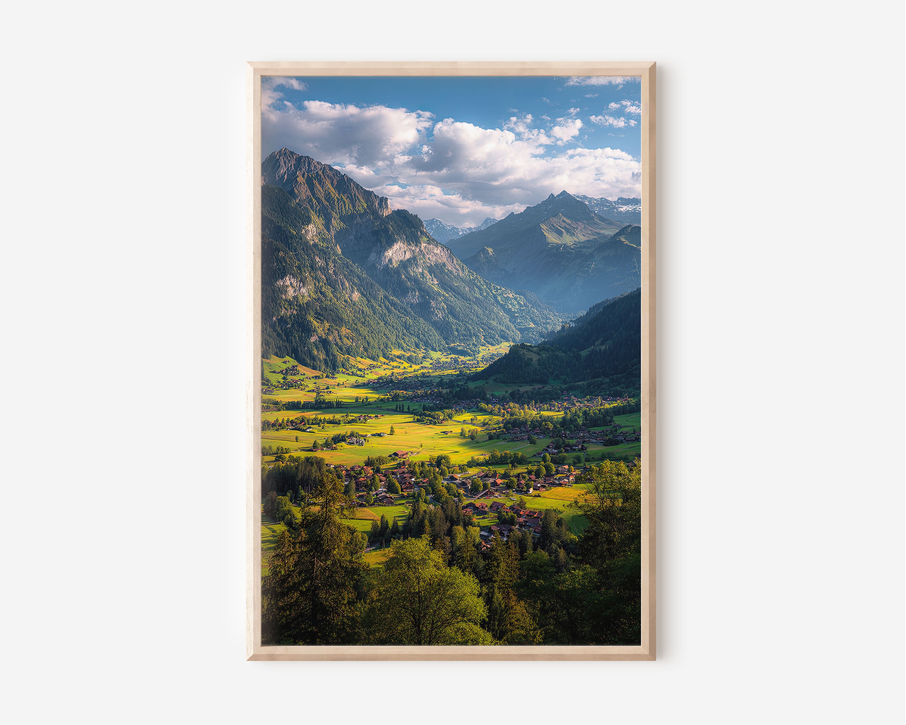 Swiss Alps Wall Art Print – Interlaken Valley Landscape Canvas, Switzerland Mountain Scenery, Nature Travel Wall Decor