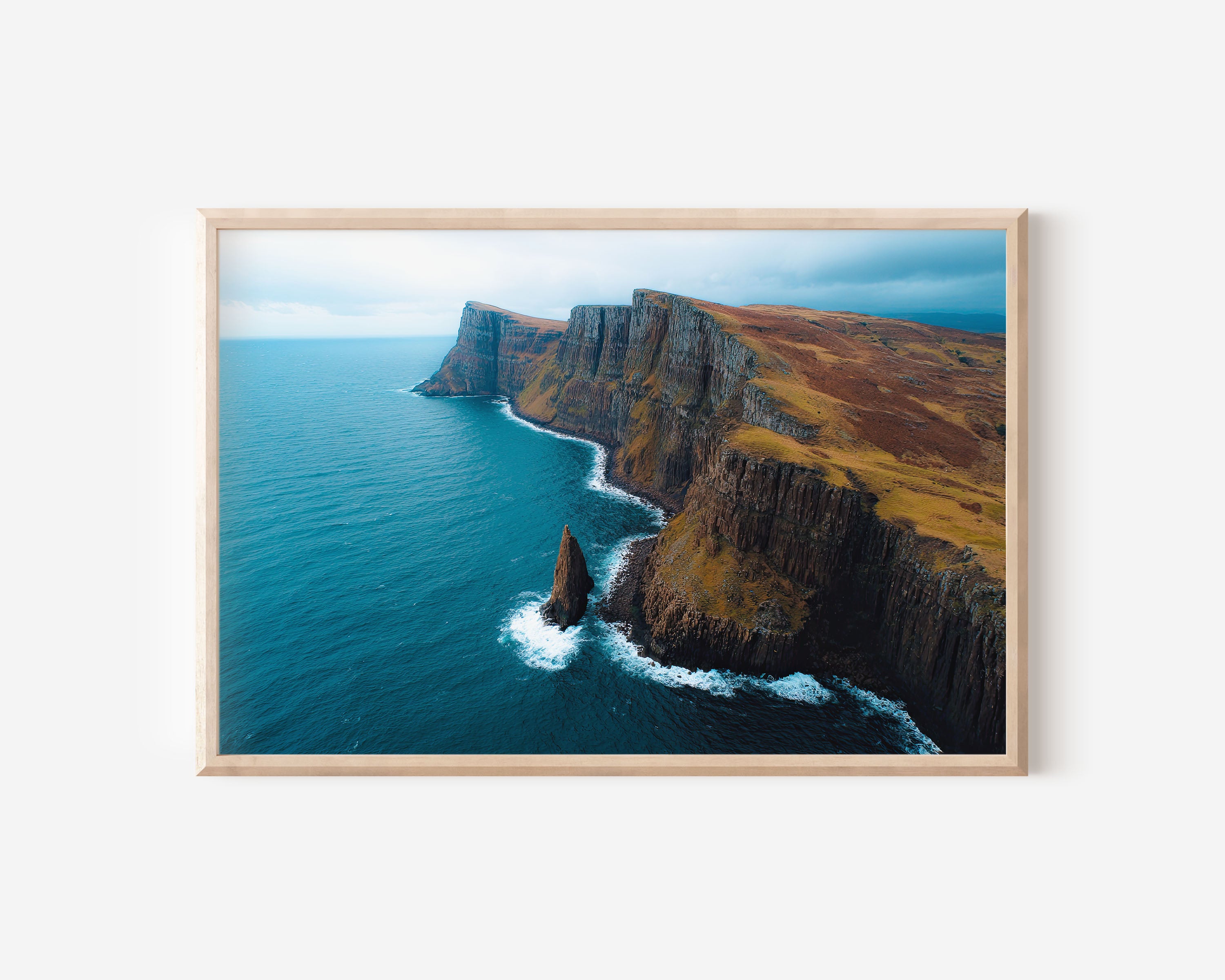 Isle of Skye Sea Stack Print | Scotland Aerial Cliffs Ocean Photography Wall Art