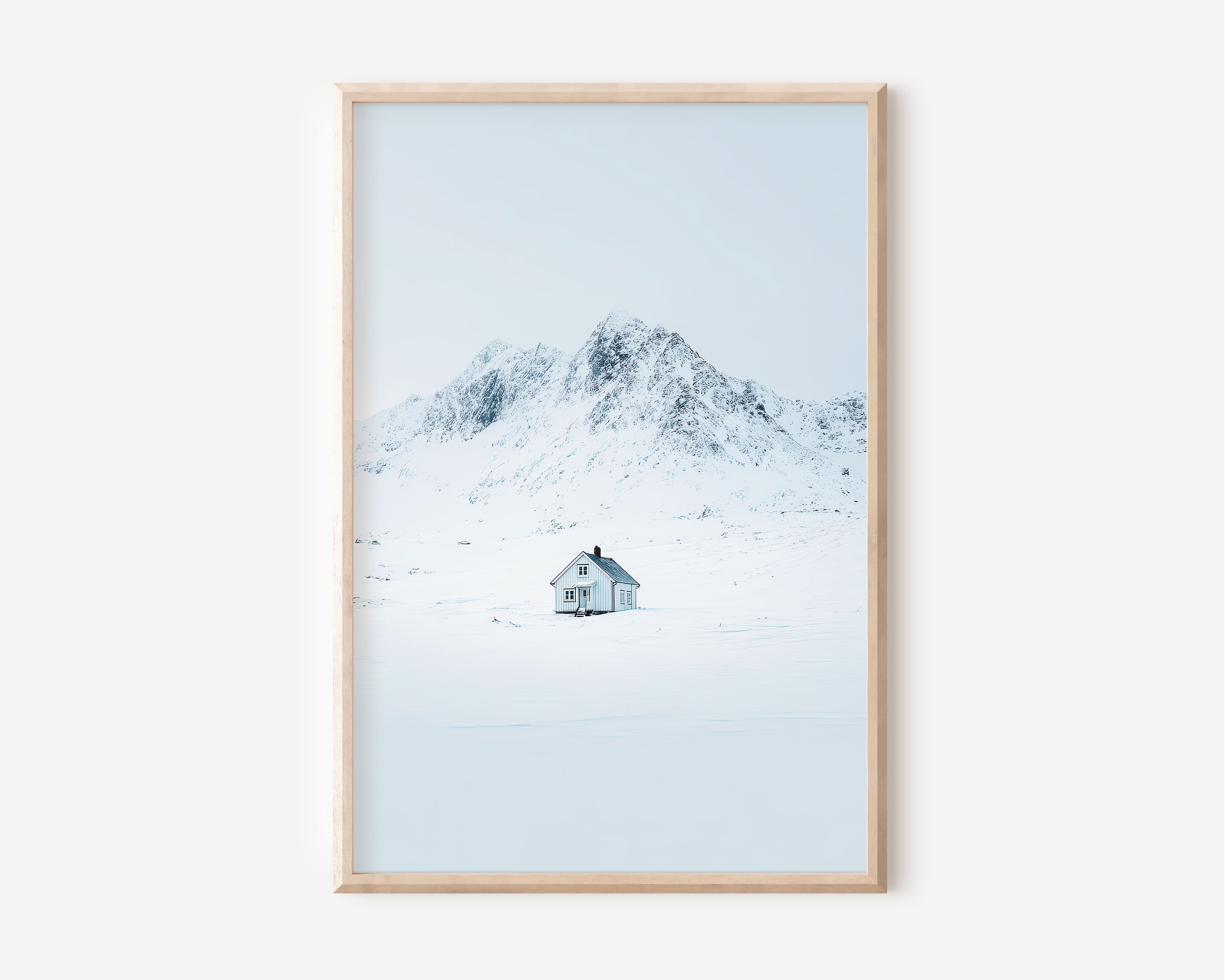 Lofoten Isolated Cabin Snow Print | Minimalist Norway Winter Wall Art | Arctic Wilderness Photography