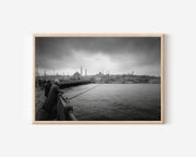 Istanbul Galata Bridge Black & White Wall Art Print