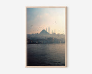 Istanbul Skyline Wall Art Print | Süleymaniye Mosque Bosphorus Photography | Turkey Cityscape Foggy Sunrise Poster | Islamic Architecture Travel Print | Moody Home Decor