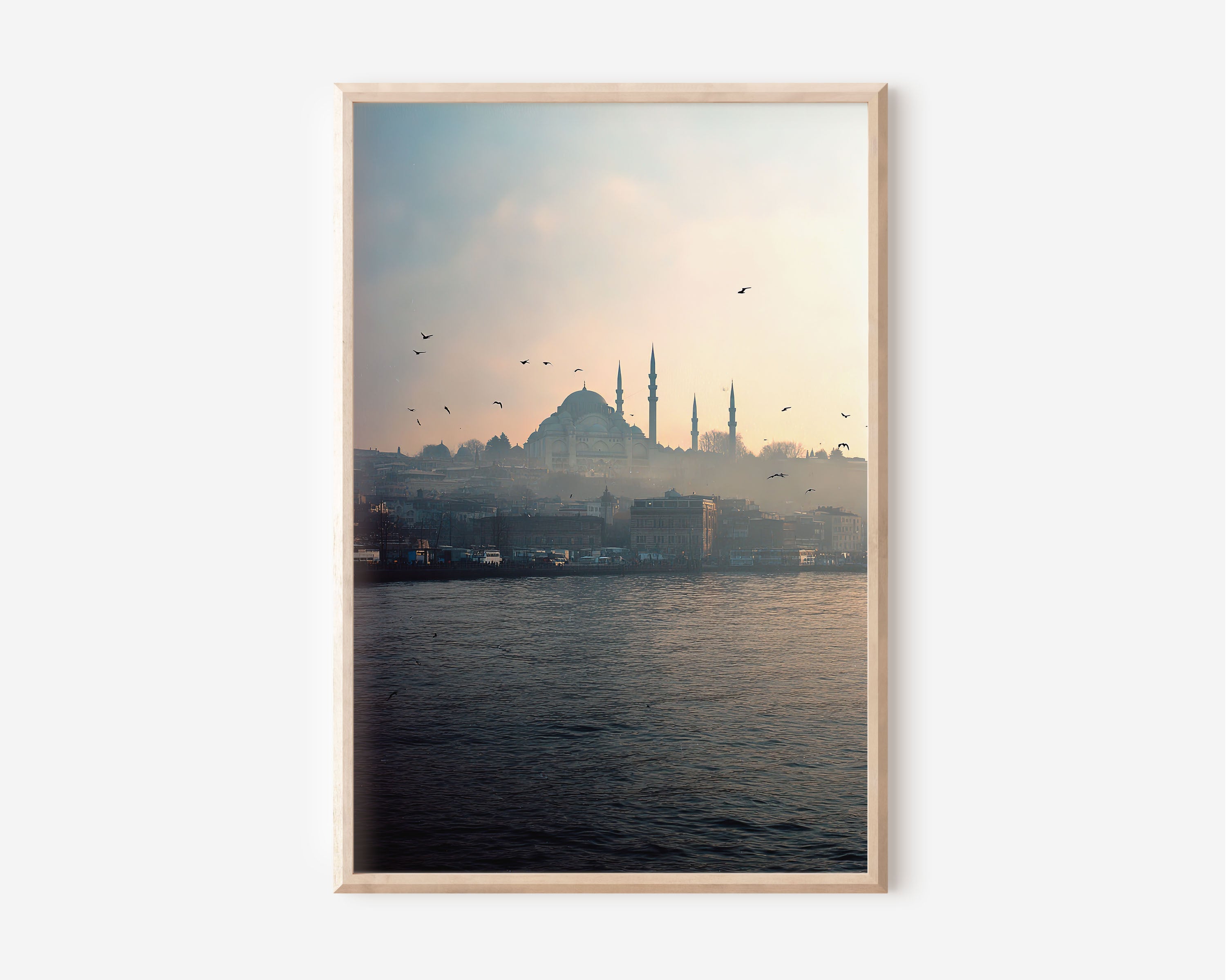 Istanbul Skyline Wall Art Print | Süleymaniye Mosque Bosphorus Photography | Turkey Cityscape Foggy Sunrise Poster | Islamic Architecture Travel Print | Moody Home Decor