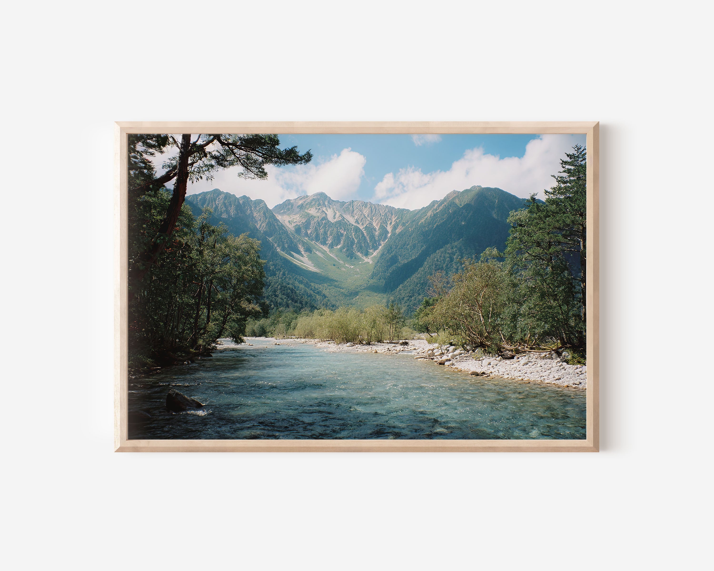 Japanese Alps River Wall Art Print – Mountain Landscape Photography Canvas