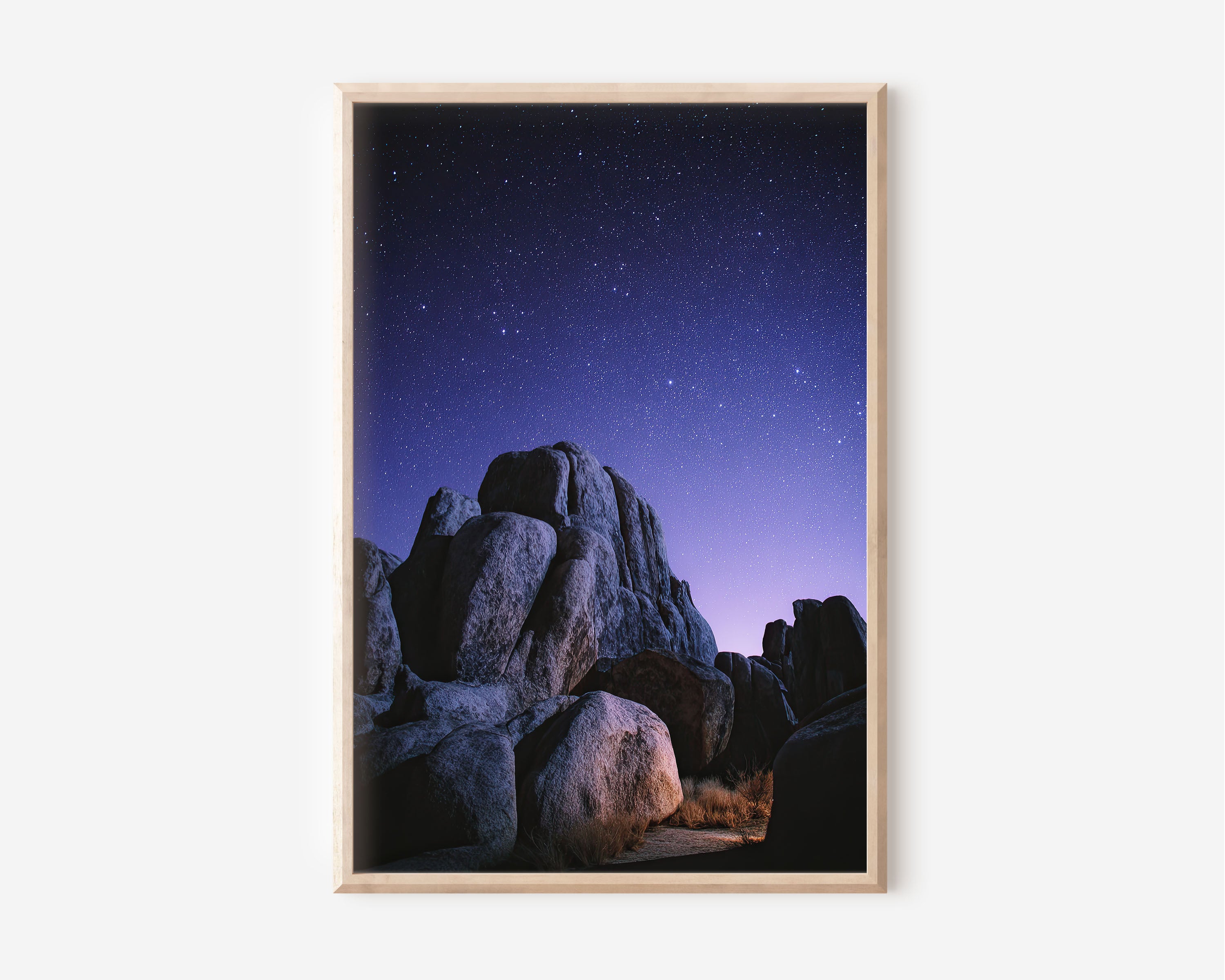 Joshua Tree Starry Night Wall Art Print | Desert Sky Canvas Decor