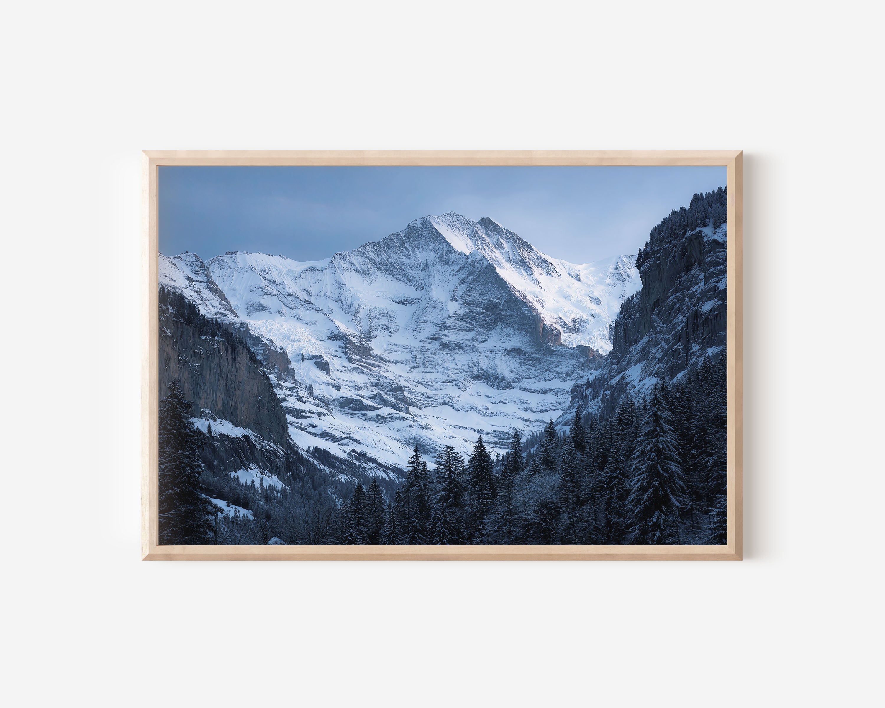 Jungfrau Swiss Alps Winter Print | Snow Valley Mountain Wall Art