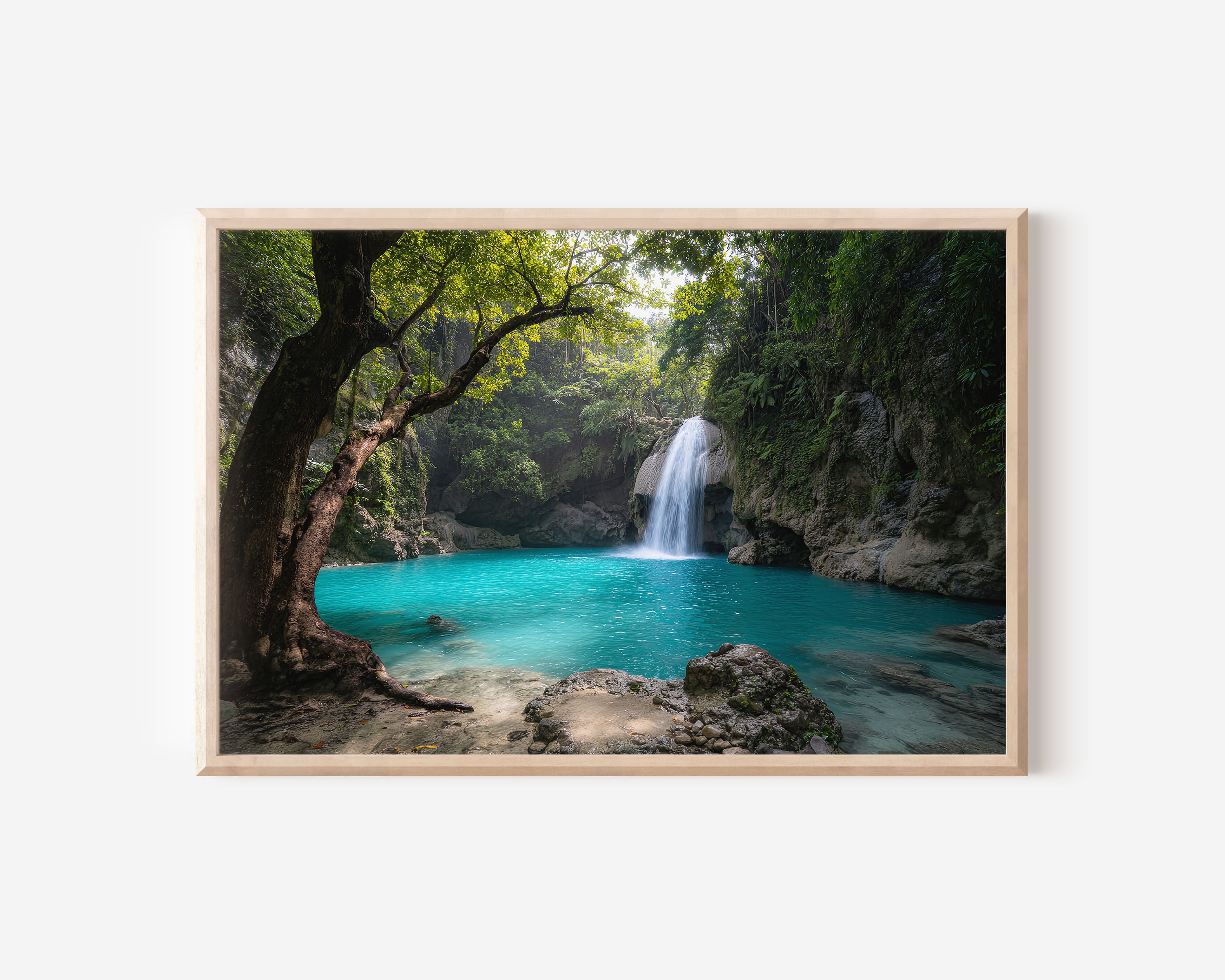 Kawasan Falls Philippines Waterfall Wall Art Print – Tropical Turquoise Lagoon