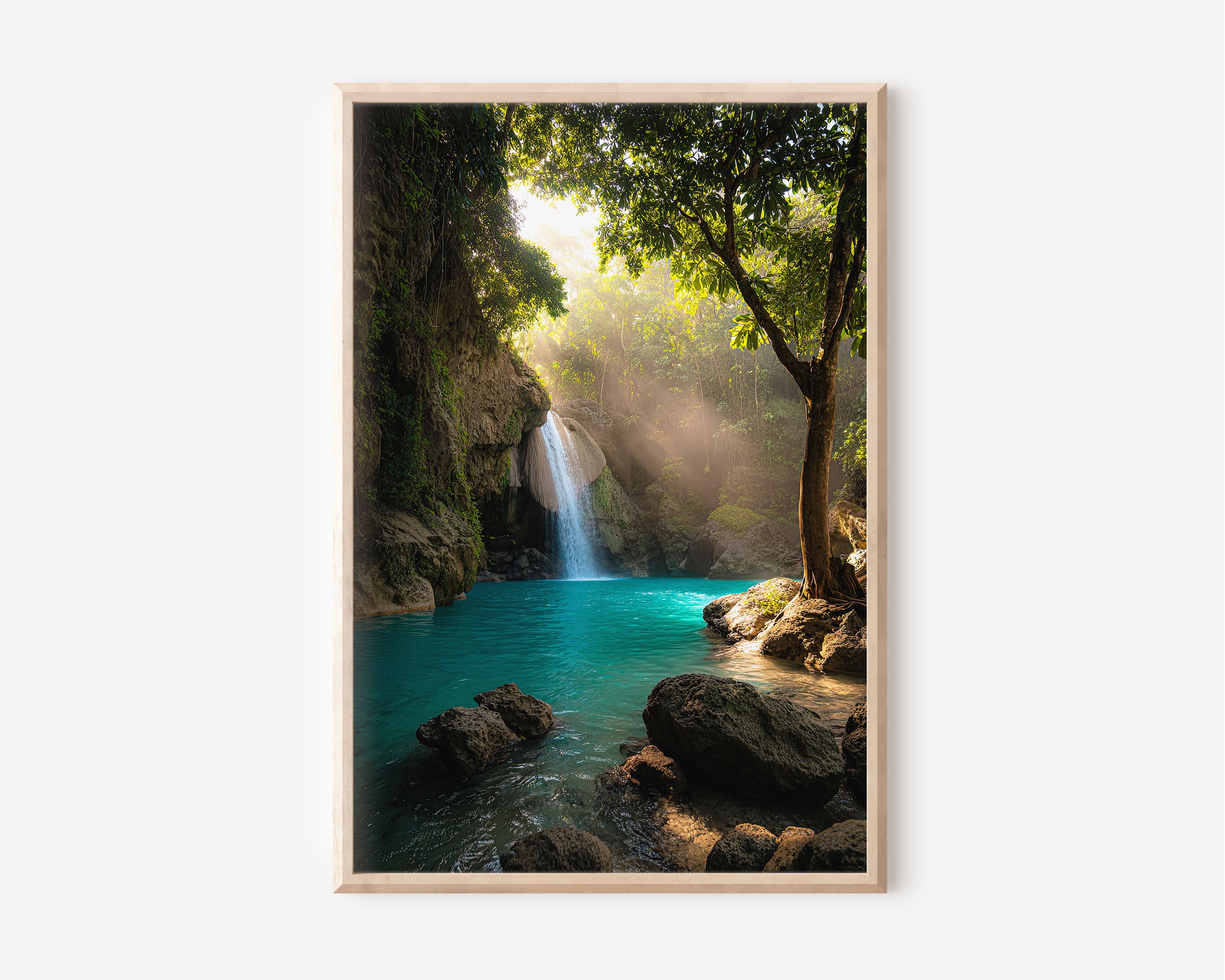 Kawasan Falls Sunrise Turquoise Pool Jungle Wall Art Print | Cebu Philippines Waterfall Photography Poster | Tropical Nature Decor