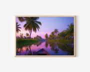 Kerala Backwaters India Tropical Wall Art Print – Palm Sunset Reflection