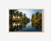 Kerala Sunset Backwaters Landscape Wall Art Print – Tropical Reflection