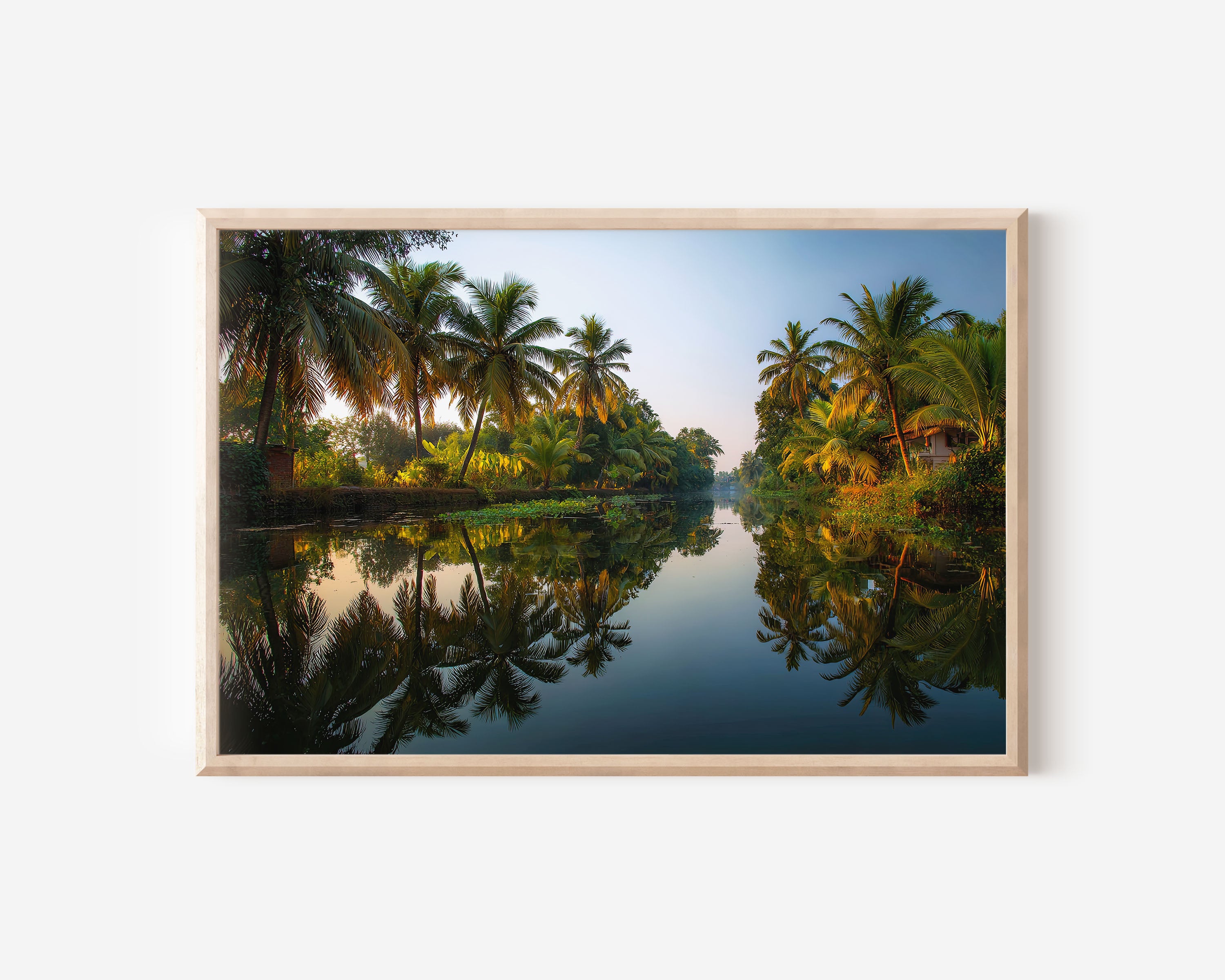 Kerala Sunset Backwaters Landscape Wall Art Print – Tropical Reflection