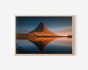 Kirkjufell Iceland Mountain Reflection Wall Art Print – Golden Sunset Landscape