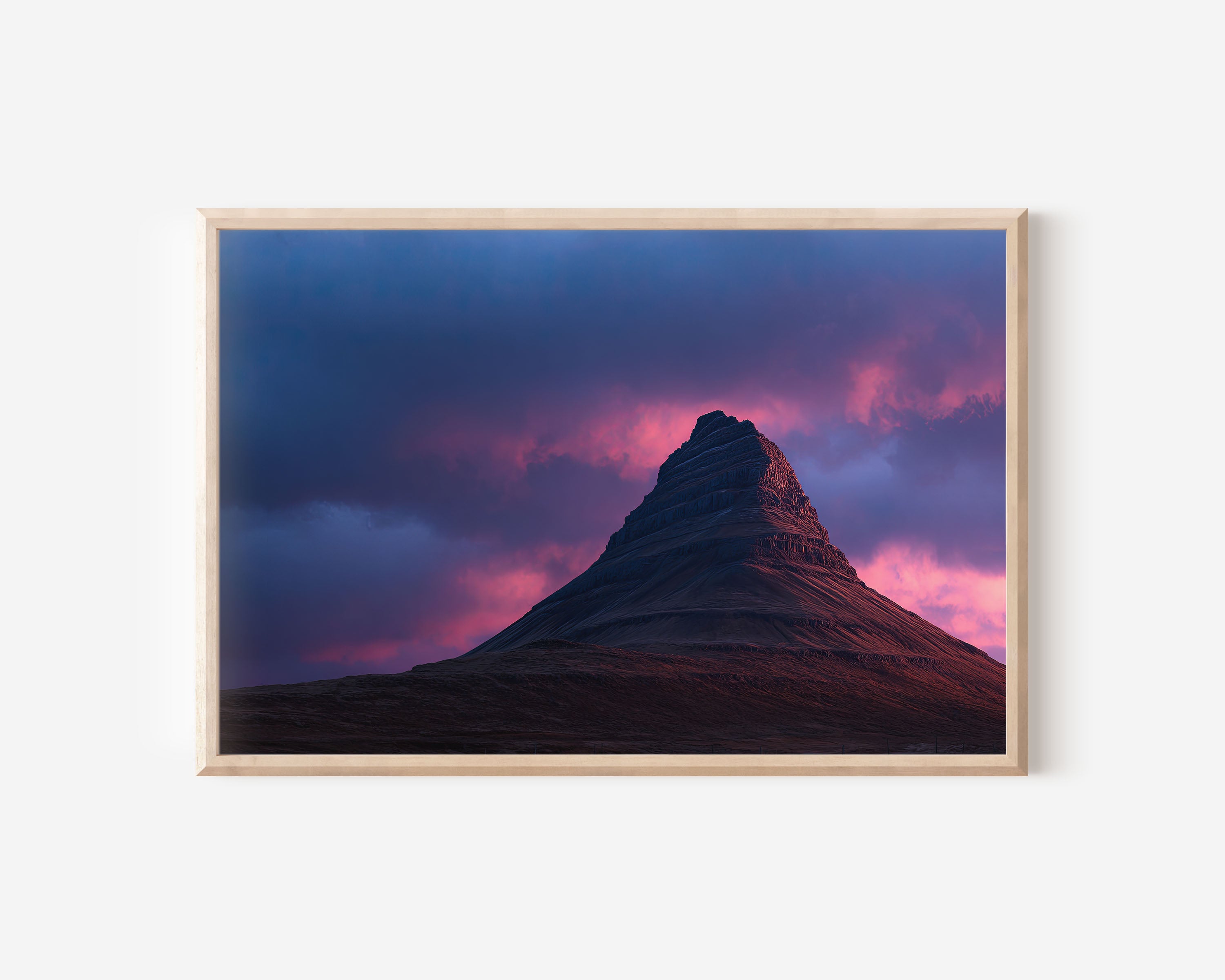 Kirkjufell Mountain Iceland Wall Art | Dramatic Sunset Landscape Print