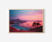 Komodo Islands Pink Beach Sunset Wall Art Print – Tropical Paradise Landscape