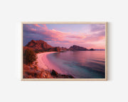 Komodo Islands Tropical Bay Sunset Wall Art Print – Pink Sand Beach Landscape