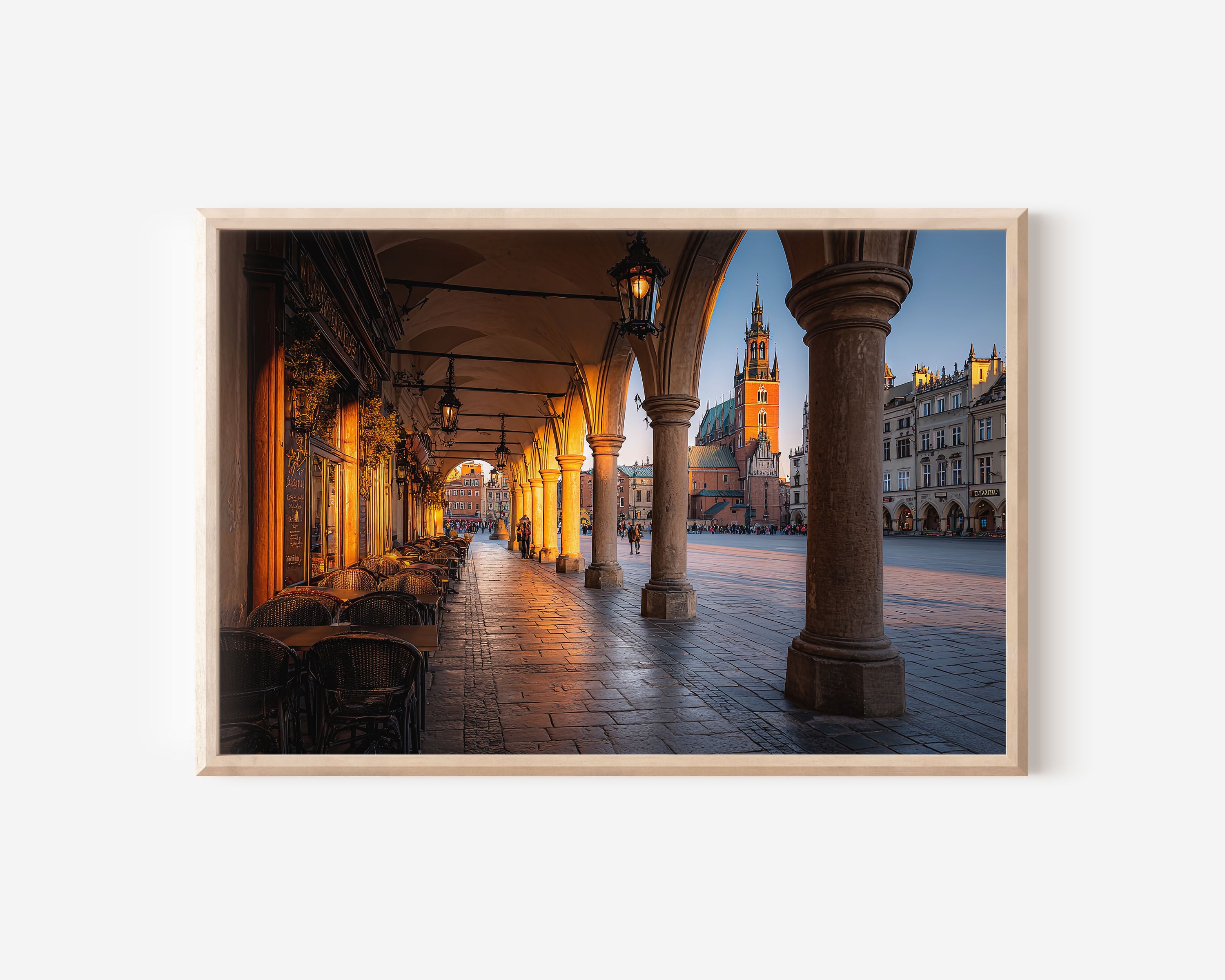 Krakow Main Square Golden Hour Wall Art Print – Historic Europe Architecture