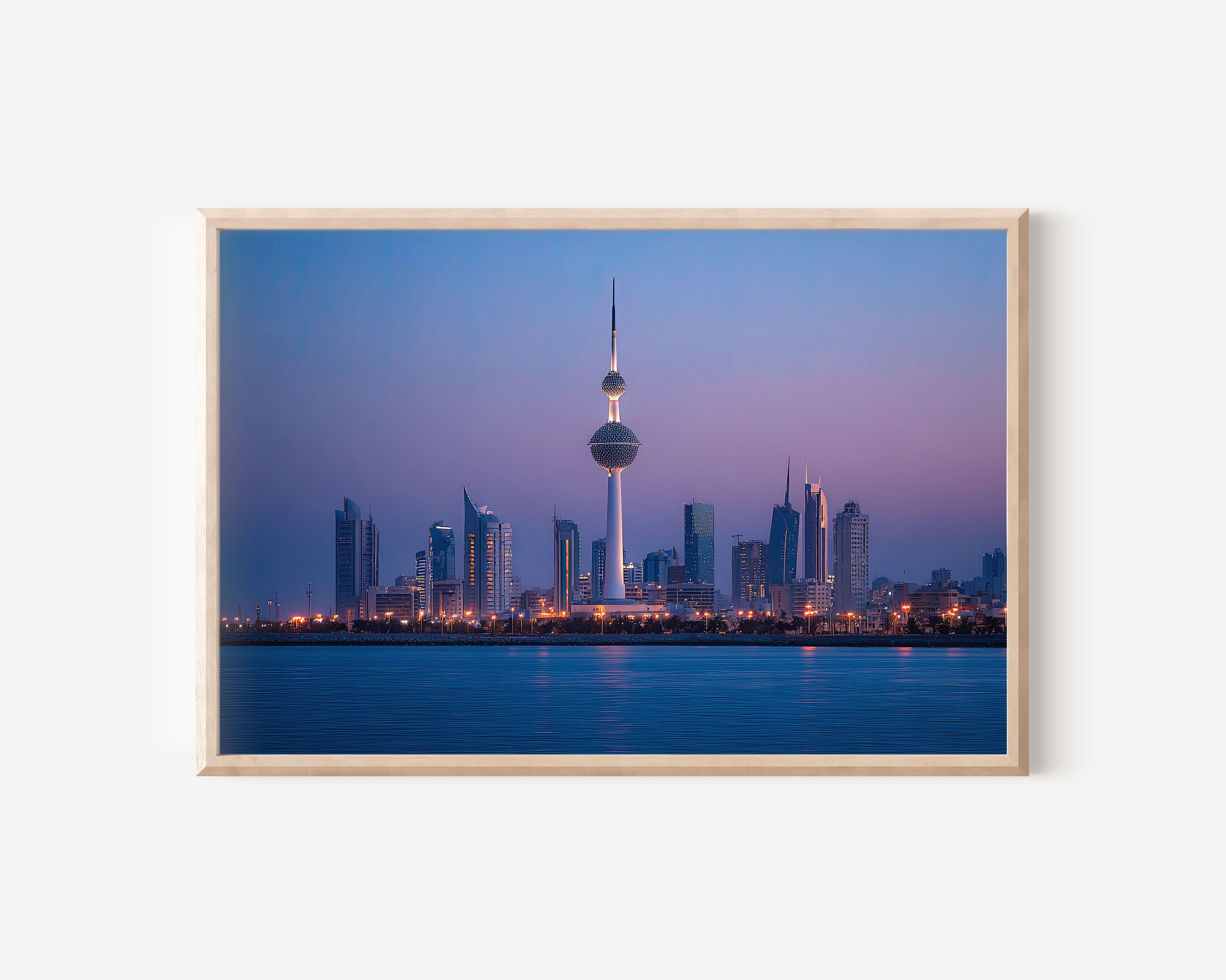 Kuwait City Skyline Wall Art | Kuwait Towers Blue Hour Cityscape Print