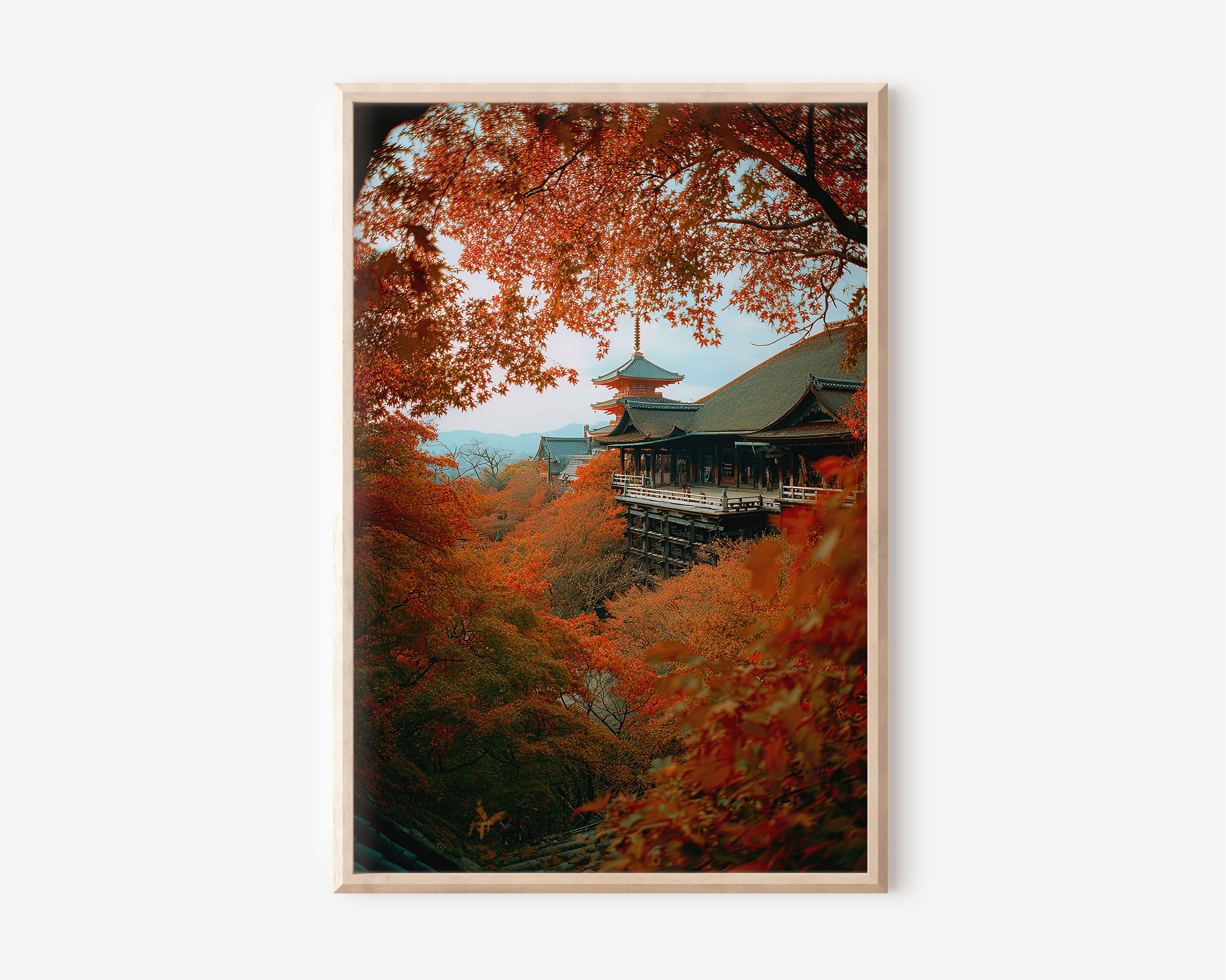 Kyoto Autumn Temple Wall Art Print | Japan Fall Landscape Canvas