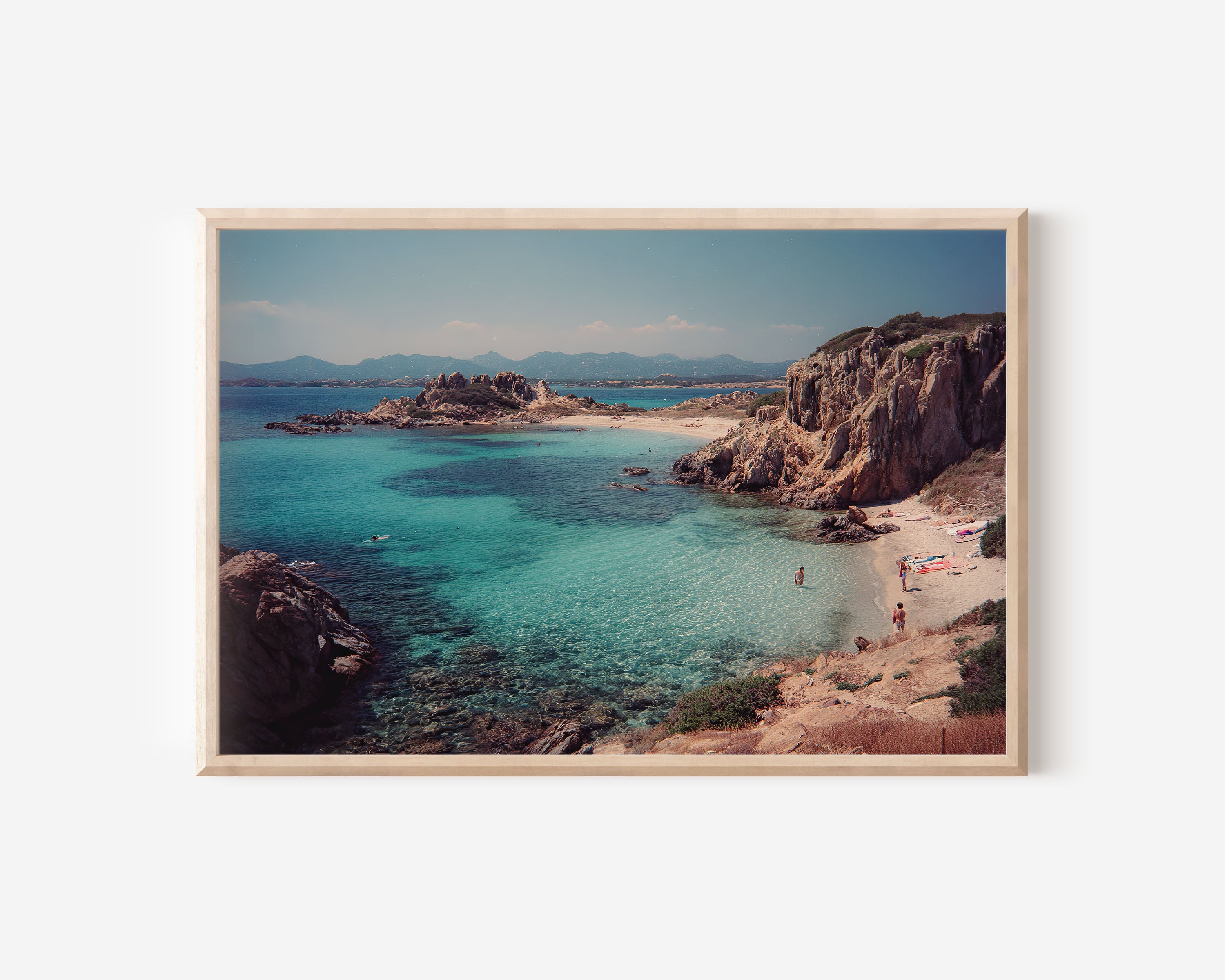 La Pelosa Beach Sardinia Italy Wall Art Print, Turquoise Mediterranean Coastal Landscape