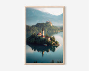 Lake Bled Wall Art Print | Slovenia Island Church Photography | Julian Alps Landscape Poster | European Travel Nature Print | Fairytale Home Decor