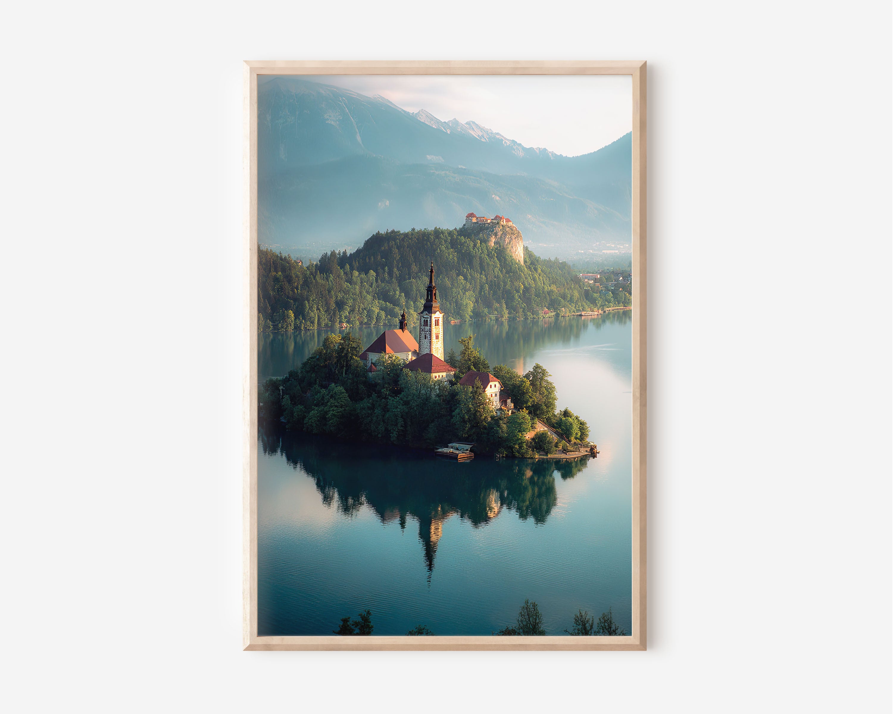 Lake Bled Wall Art Print | Slovenia Island Church Photography | Julian Alps Landscape Poster | European Travel Nature Print | Fairytale Home Decor