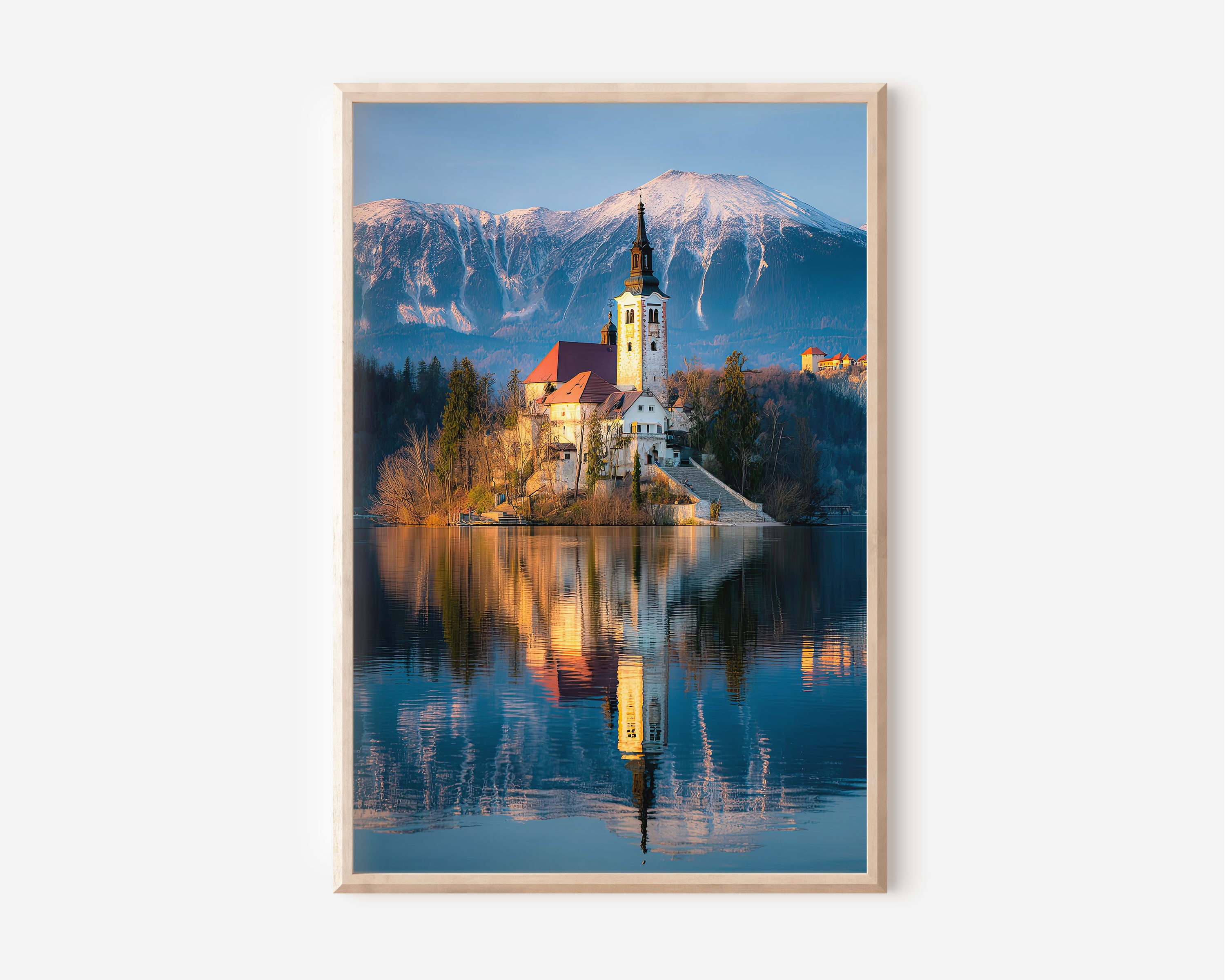 Lake Bled Island Church Reflection Sunrise Wall Art Print | Slovenia Travel Photography Poster | Alpine Lake Landscape Decor