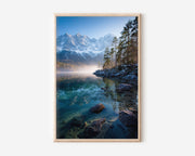Lake Eibsee Winter Mist Wall Art Print | Zugspitze Bavaria Germany Photography | Alpine Crystal Lake Mountain Poster