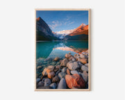 Lake Louise Banff Wall Art Print | Canadian Rockies Glacier Sunrise Reflection Photography | Alberta Canada Travel Poster | Alpine Nature Home Decor