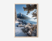 Lake Minnewanka Winter Print | Banff National Park Frozen Lake Wall Art | Canadian Rockies Photography
