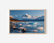 Lake Pukaki & Mount Cook Wall Art | New Zealand Turquoise Glacier Lake Landscape Print