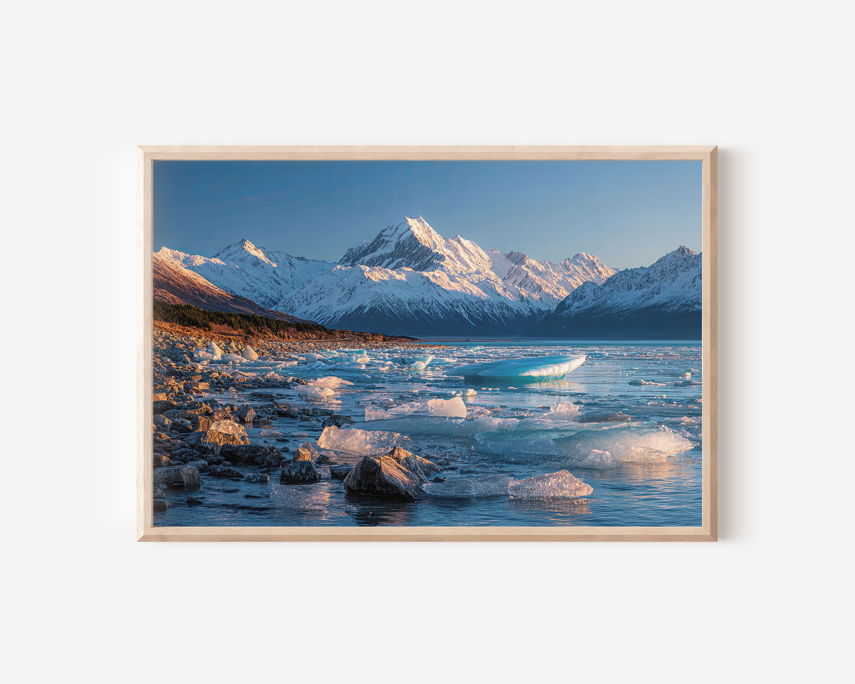 Lake Pukaki & Mount Cook Wall Art | New Zealand Turquoise Glacier Lake Landscape Print
