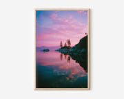 Lake Tahoe Sunset Wall Art Print | Emerald Bay Pink Sky Canvas