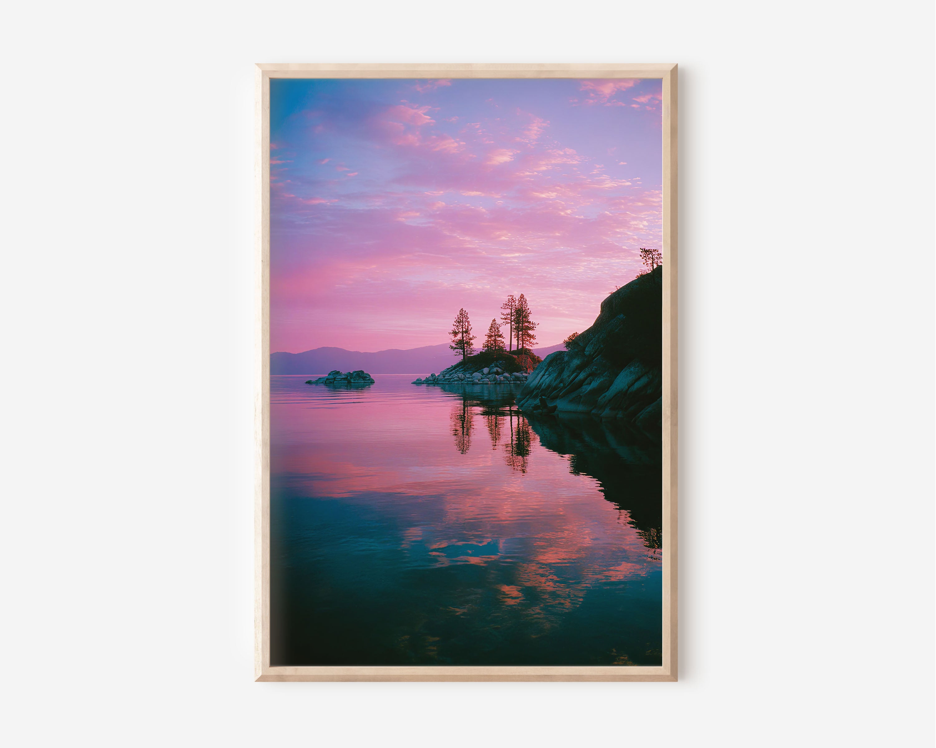 Lake Tahoe Sunset Wall Art Print | Emerald Bay Pink Sky Canvas