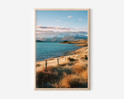 Lake Tekapo Tussock Fence Wall Art Print | New Zealand South Island Photography | Southern Alps Autumn Landscape Poster | Mackenzie Basin Rural Nature Print | NZ Home Decor