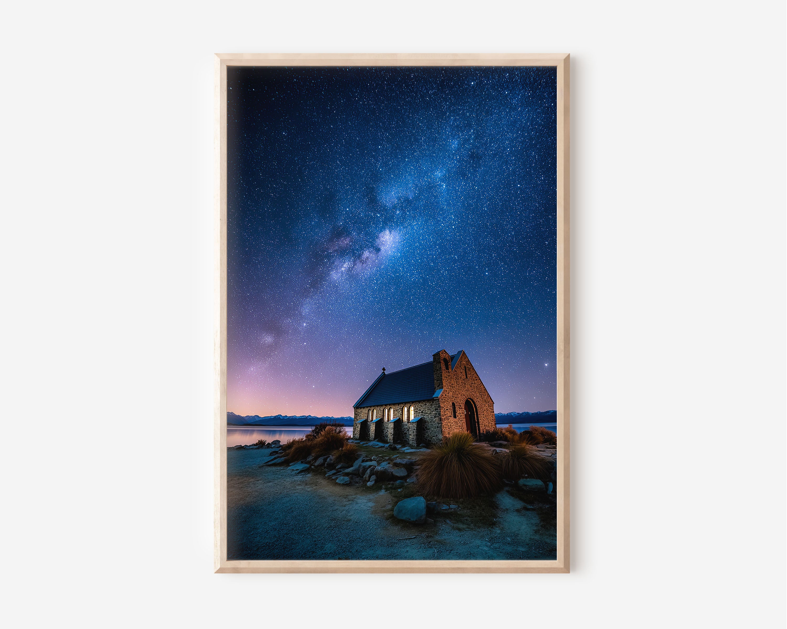 Lake Tekapo Church of the Good Shepherd Wall Art Print | New Zealand Milky Way Photography | Night Sky Landscape Poster | Astrophotography Home Decor | NZ Travel Print