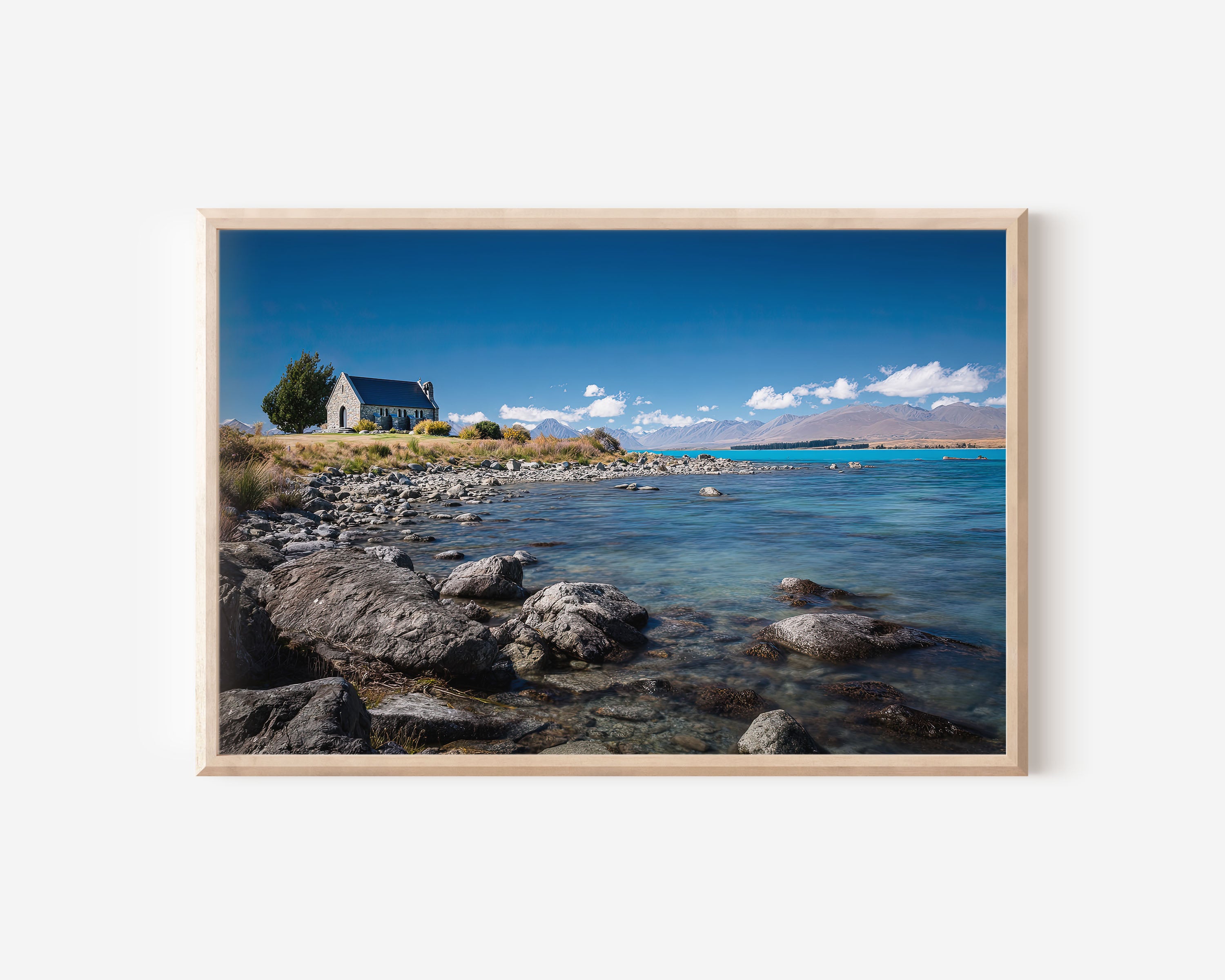 Lake Tekapo Church of the Good Shepherd Wall Art | New Zealand Alpine Lake Landscape Print