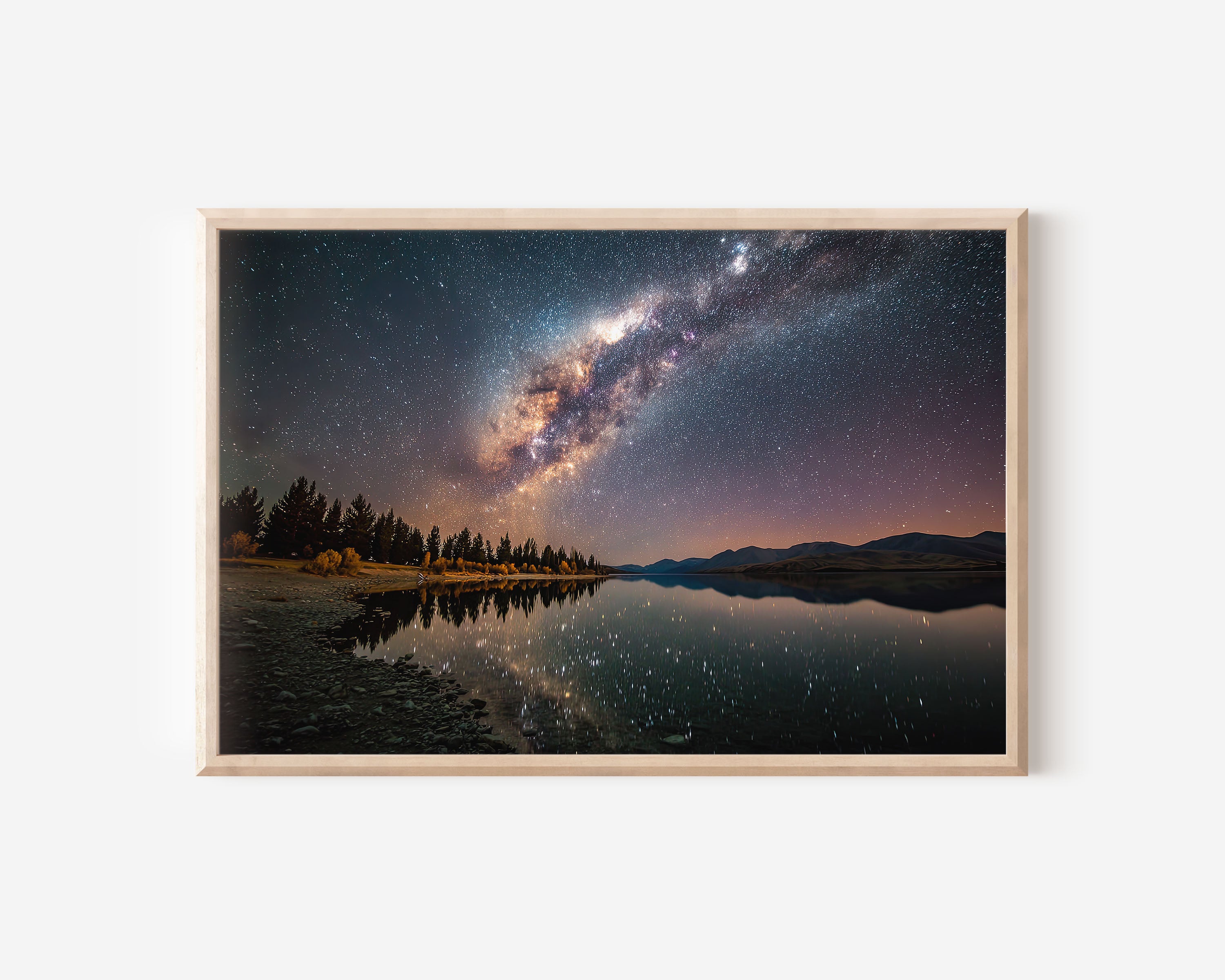 Lake Tekapo Milky Way Wall Art | New Zealand Night Sky Galaxy Reflection Print