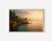 Lake Toba Indonesia Sunset Wall Art Print – Golden Lakeside Landscape