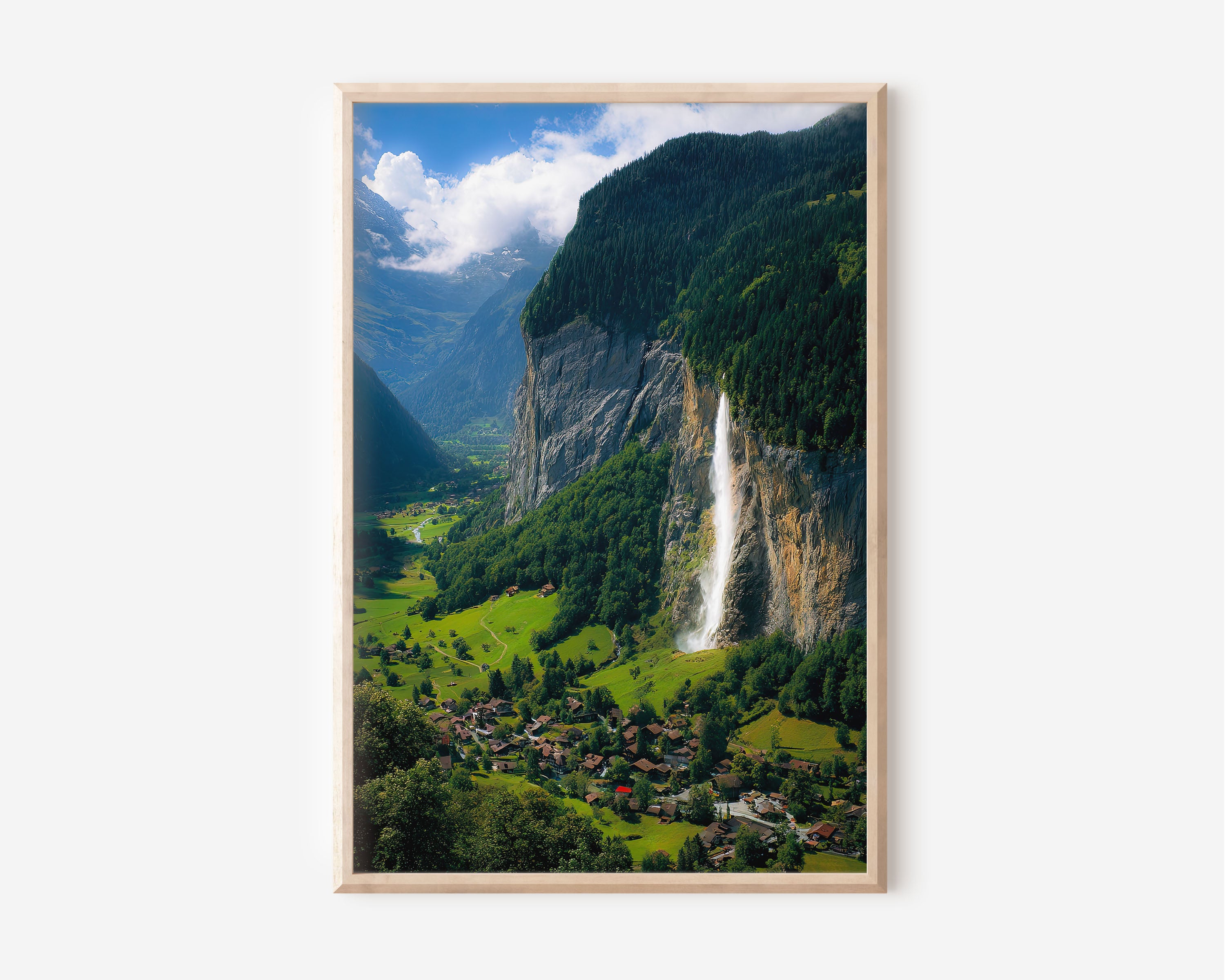 Lauterbrunnen Valley Switzerland Wall Art Print | Alpine Waterfall Photography