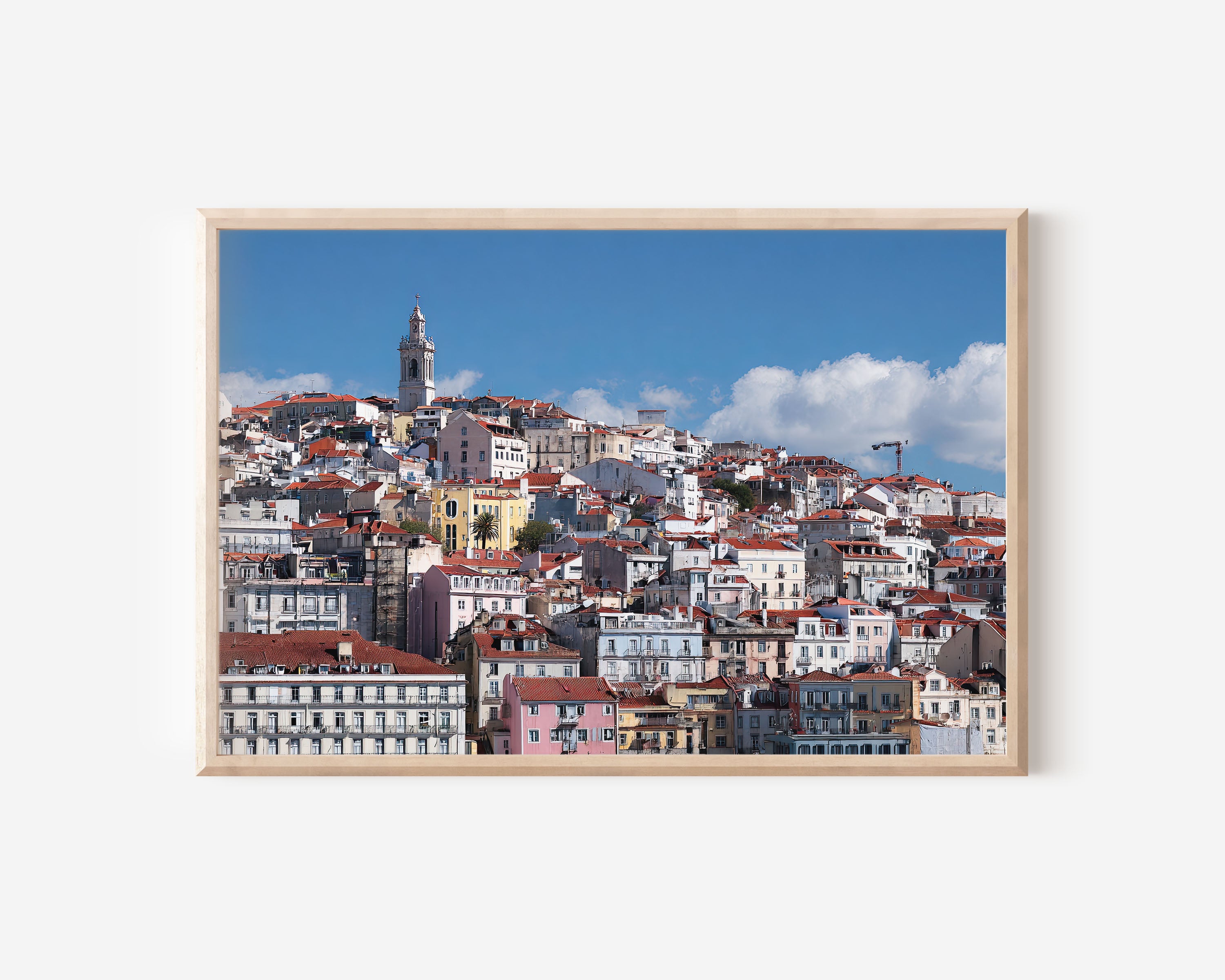 Lisbon Portugal Wall Art | Historic Alfama Hillside Skyline Cityscape Print