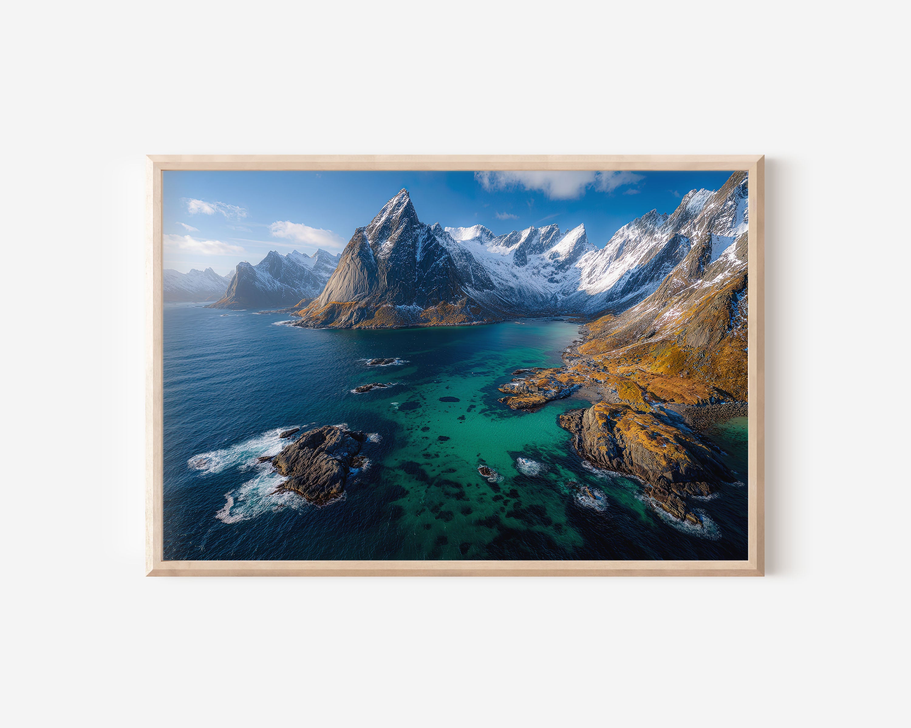 Lofoten Islands Norway Wall Art – Arctic Coastal Mountain Landscape Print
