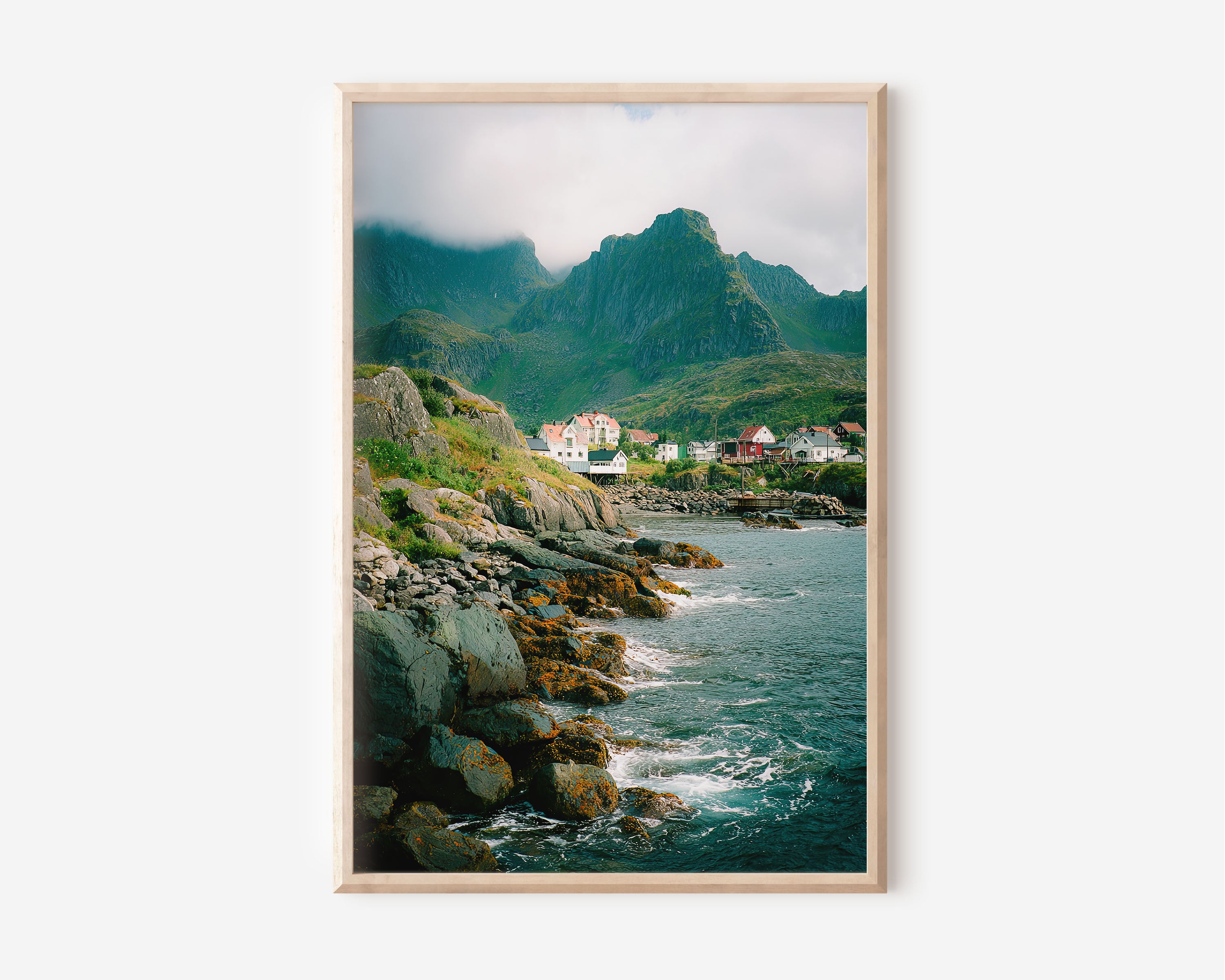 Lofoten Islands Fishing Village Wall Art Print | Norway Arctic Coastal Photography | Norwegian Sea Mountain Landscape Poster | Scandinavian Nature Travel Print | Nordic Home Decor